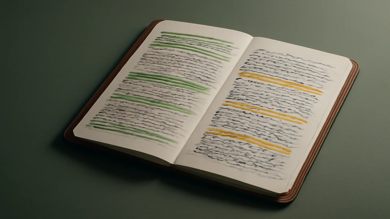 handwritten checklist page with green tick marks against a sage-green background