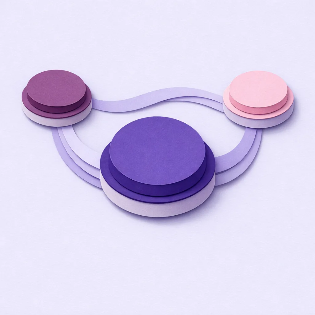 Paper cut three-node network representing distributed crypto casino connections