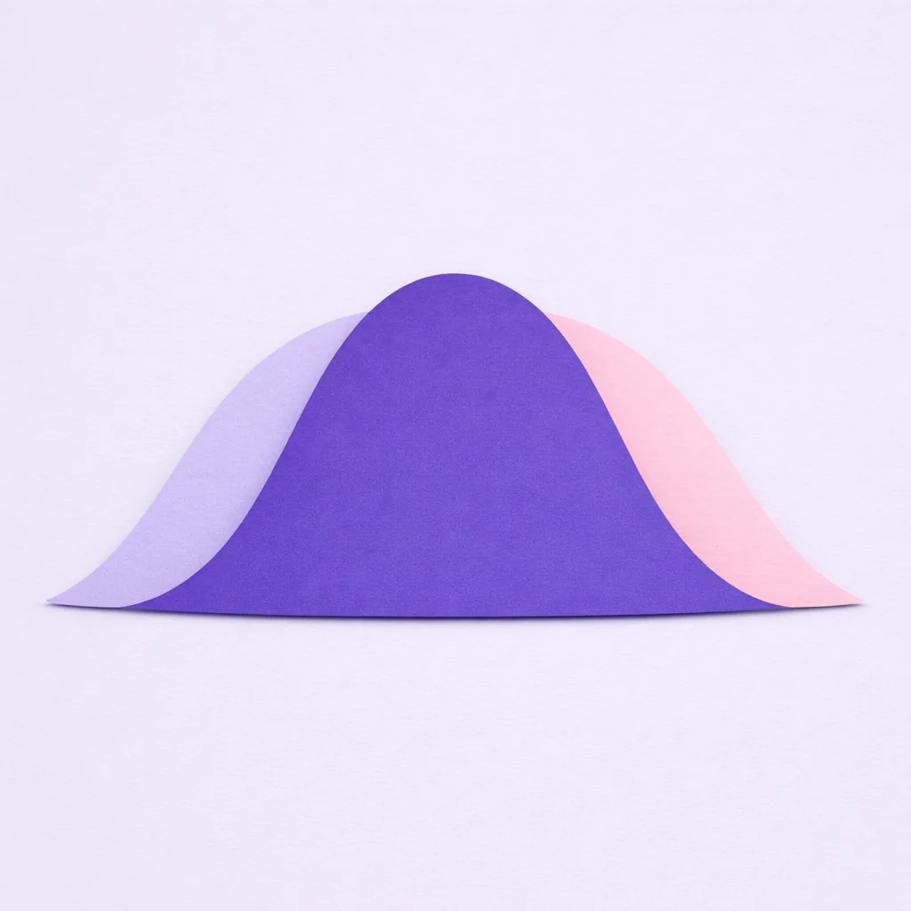 Paper cut layered arc composition illustrating a slot RTP probability distribution