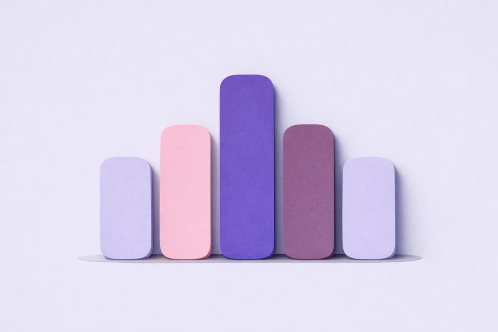 Paper cut vertical columns illustrating slot hit frequency distribution